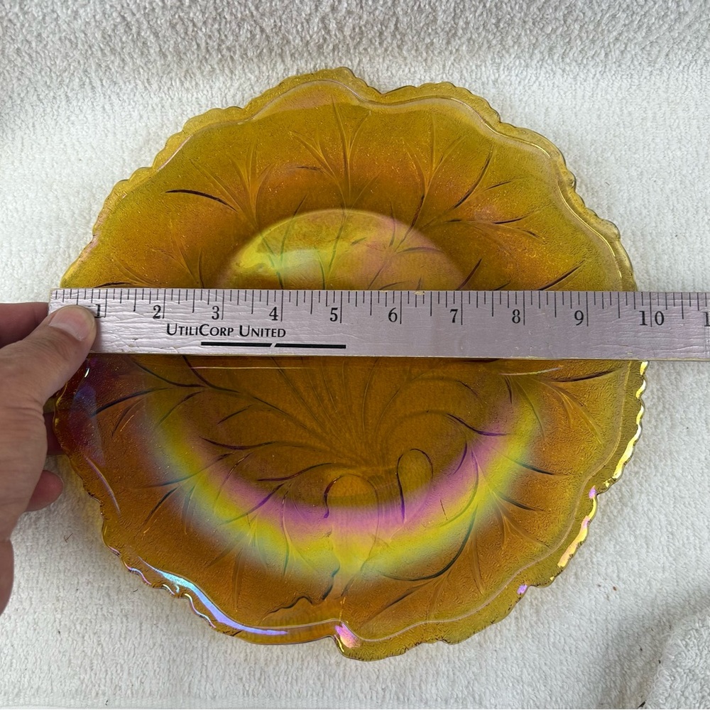 VTG Carnival Indiana Glass Tree Of Life Iridescent 10” Scallop Serving Plate - Picture 10 of 10